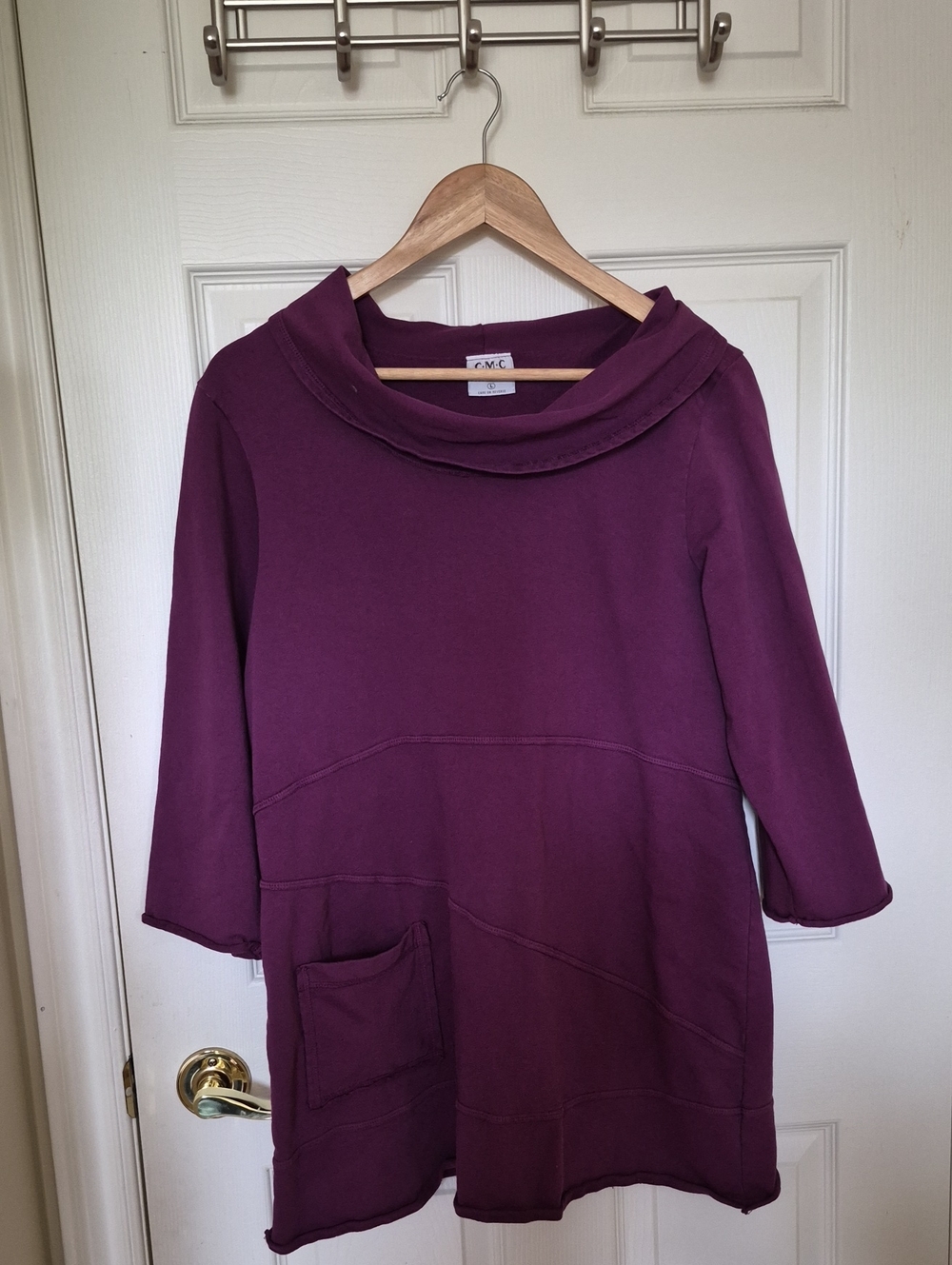 C&C California Plum Cowl Neck Tunic Sweater -LG.